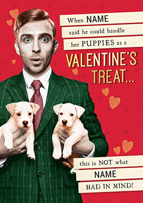 He Can Handle Her Puppies Valentine's Day Card