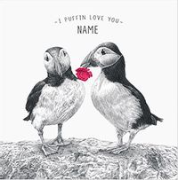 Tap to view I Puffin Love You Valentine's Day Square Card