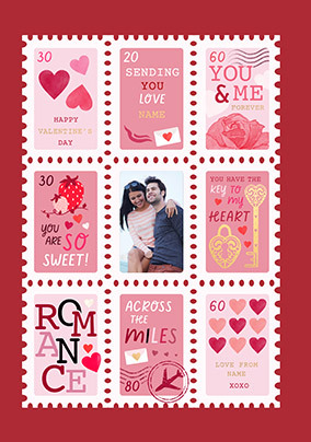 Valentine's Day Stamps Photo Upload Card