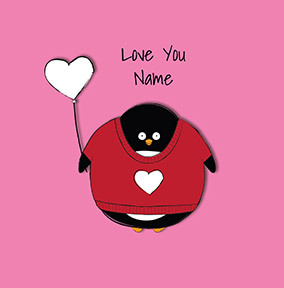 Big Penguin Love Square Valentine's Day Card