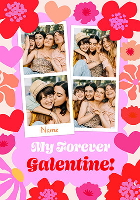 My Forever Galentine's Day Floral Polaroid 4 Photo Card