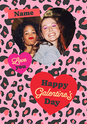 Leopard Print Galentine's Day Photo Card