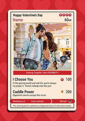 Gaming Card Photo Upload Valentine's Day Card