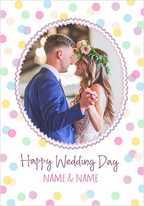 Happy Wedding Day Polka Dots Photo Card