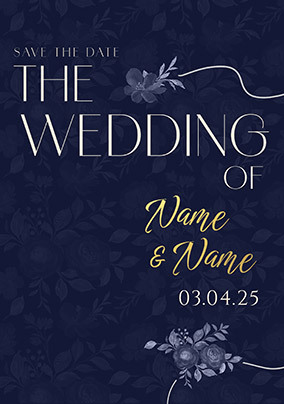 Wedding Save The Date Blue Floral Card