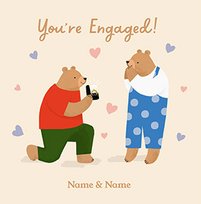 You're Engaged Illustrated Bears Card