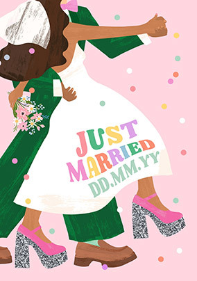 Pink Just Married Wedding Card