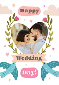 Tap to view Folk Motif Happy Wedding Day Photo Card