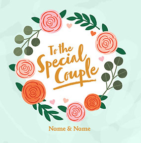 To the Special Couple Floral Wreath Card