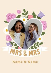 Tap to view Mrs & Mrs Floral Photo Upload Wedding Card