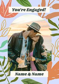 Tap to view Botanical Print Engagement Congratulations Photo Card