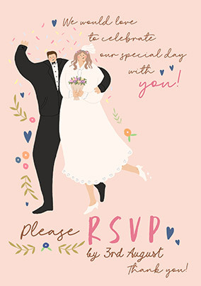 Illustrated Couple RSVP Wedding Card