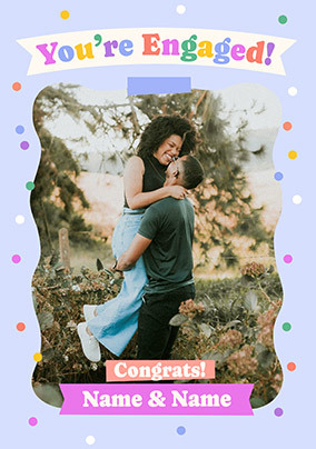 Engagement Congratulations Colourful Photo Card