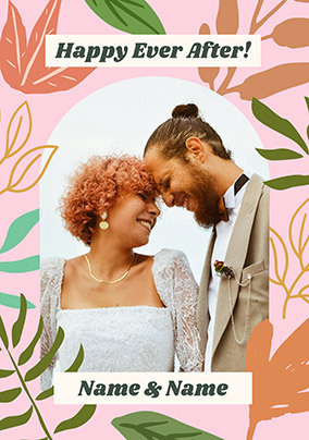 Botanical Print Happily Ever After Wedding Card
