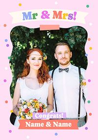 Tap to view Mr & Mrs Wedding Congratulations Colourful Photo Card
