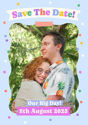 Colourful Save The Date Photo Wedding Card