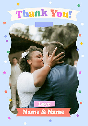 Colourful Photo Upload Wedding Thank You Card