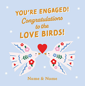 Congratulations Lovebirds Engagement Card