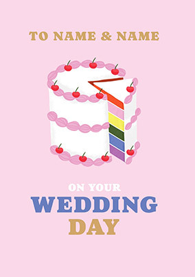 On your Wedding Day Rainbow Cake Card