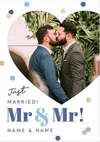 Tap to view Mr & Mr Just Married Photo Upload Wedding Card