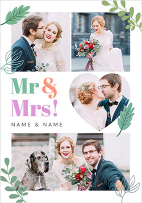 Mr & Mrs Multi Photo Upload Wedding Card