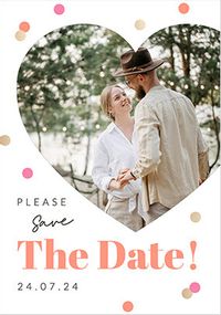 Tap to view Wedding Save The Date Photo Upload Heart Card