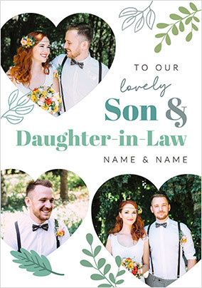 Son & Daughter in Law 3 Photo Wedding Card