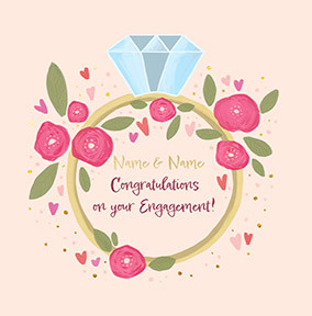 Floral Ring Engagement Congratulations Card