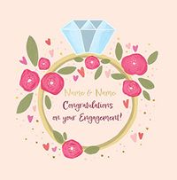Tap to view Floral Ring Engagement Congratulations Card