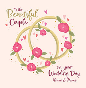 On your Wedding Day Floral Rings Card