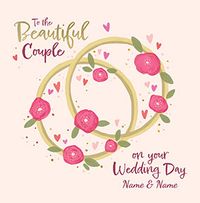 Tap to view On your Wedding Day Floral Rings Card