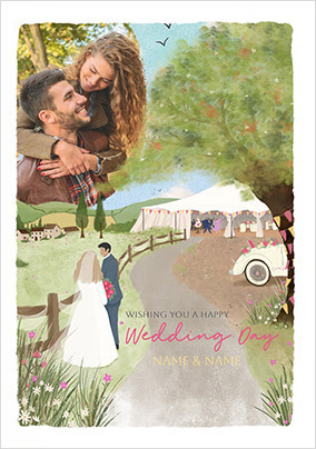 Countryside Wedding Photo Upload Card