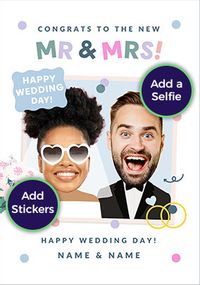 Tap to view Funky Faces Mr & Mrs Wedding 2 Photo Card