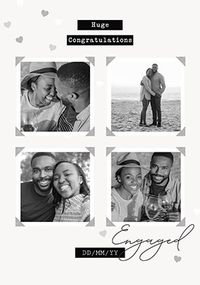 Tap to view 4 Photo Black and White Engagement Congratulations Card