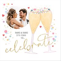 Tap to view Time to Celebrate Photo Upload Square Wedding Card