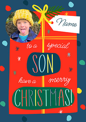 Special Son Present Photo Christmas Card