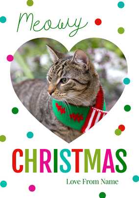 Polkadot Meowy Christmas Photo Card