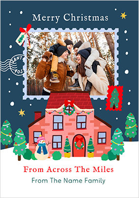 Across The Miles Christmas Stamp Photo Card