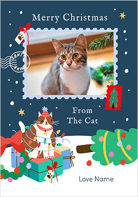 From The Cat Christmas Stamp Photo Card