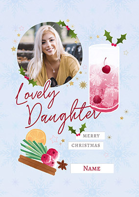 Lovely Daughter Festive Drink Photo Christmas Card