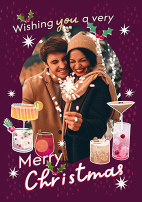 Very Merry Christmas Festive Drinks Photo Card