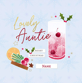 Lovely Auntie Festive Drink Square Christmas Card