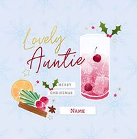 Tap to view Lovely Auntie Festive Drink Square Christmas Card