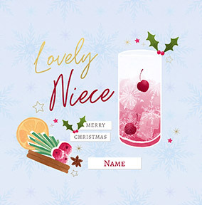 Lovely Niece Festive Drink Square Christmas Card