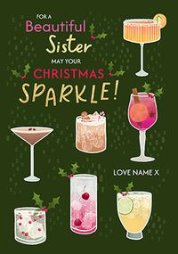 Tap to view Festive Drinks Personalised Christmas Card for Sister