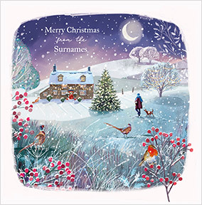 Winter Scene Personalised Christmas Card from the Family