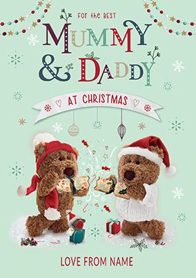 Barley Bear Mummy & Daddy Christmas Card