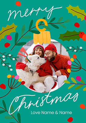 From Us Christmas Bauble Photo Card