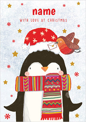 Festive Penguin Personalised Christmas Card