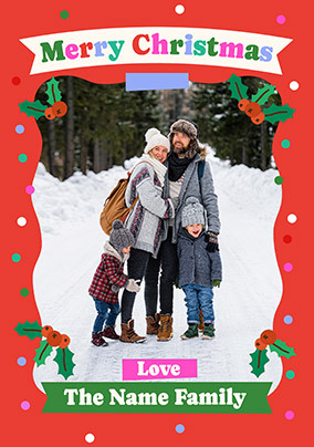 Merry Christmas from the Family Polka Dot Frame Photo Card